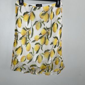 J.CREW Collection Mini Skirt Women XS Lemon Print NEW Sheer Overlay CB791